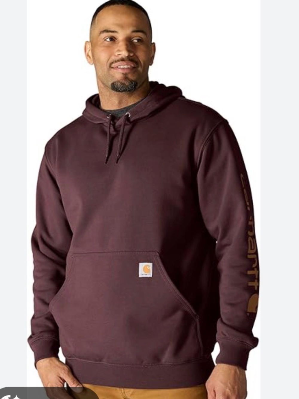 Carhartt Midweight Sleeve Logo Hooded Sweatshirt. Burgundy.  XL